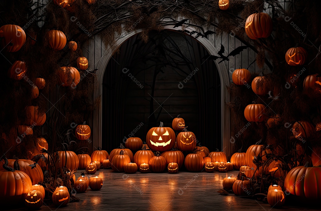 Imagem de fundo realista de halloween no estilo de fundos minimalistas, formas circulares, laranja claro e bronze escuro