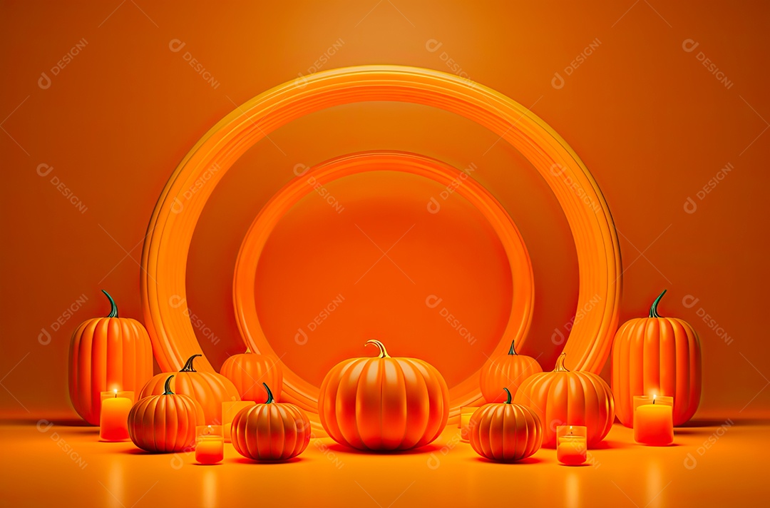 Imagem de fundo realista de halloween no estilo de fundos minimalistas, formas circulares, laranja claro e bronze escuro