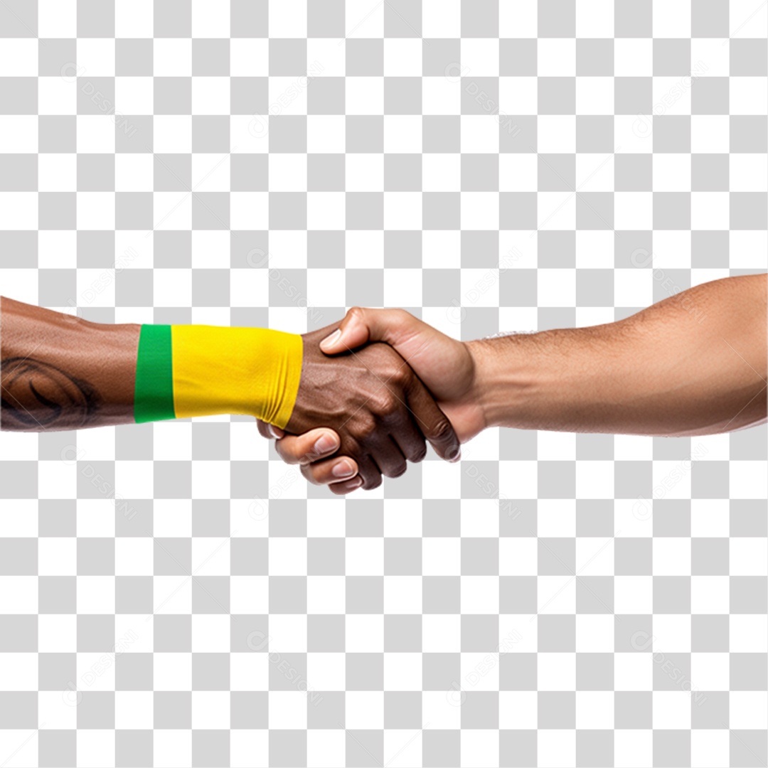 Mãos Dadas com Faixa do Brasil PNG Transparente