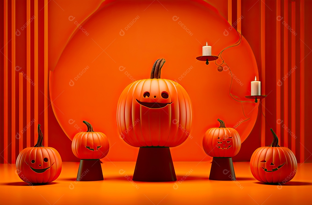 Imagem de fundo realista de halloween no estilo de fundos minimalistas, formas circulares, laranja claro e bronze escuro