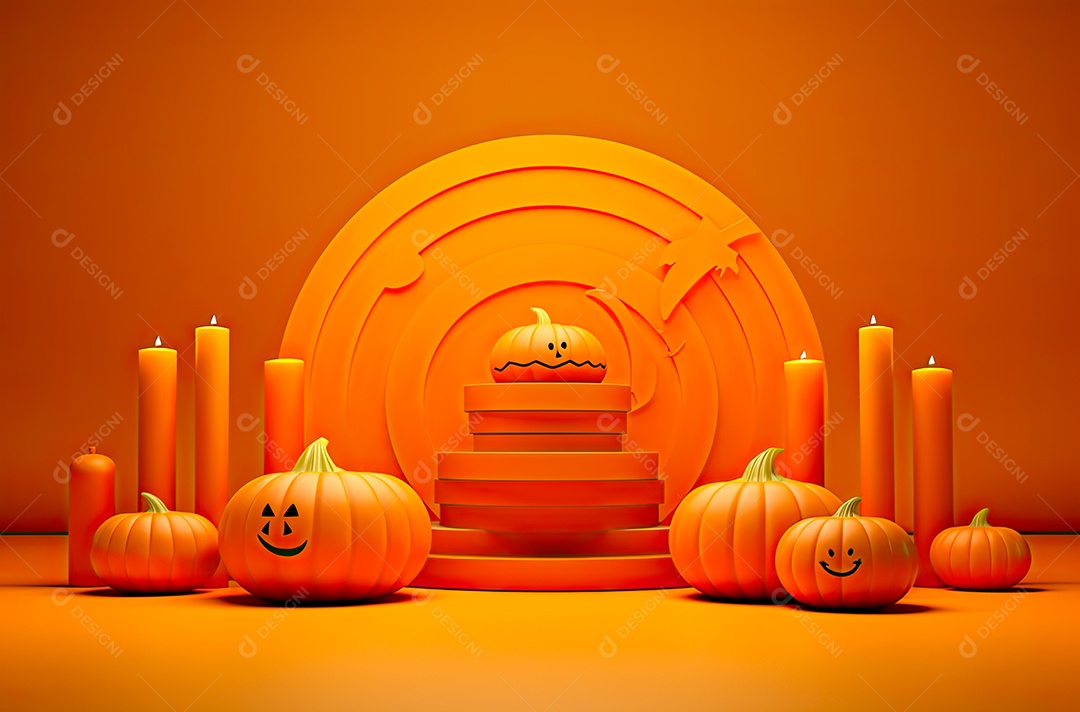 Imagem de fundo realista de halloween no estilo de fundos minimalistas, formas circulares, laranja claro e bronze escuro