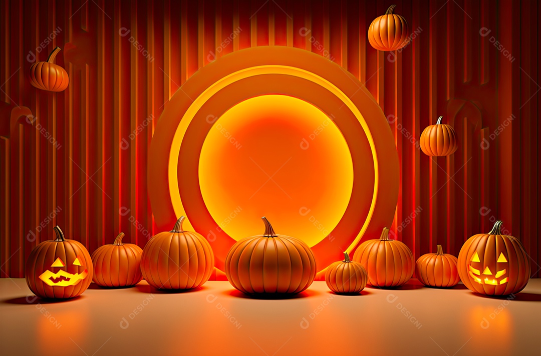 Imagem de fundo realista de halloween no estilo de fundos minimalistas, formas circulares, laranja claro e bronze escuro