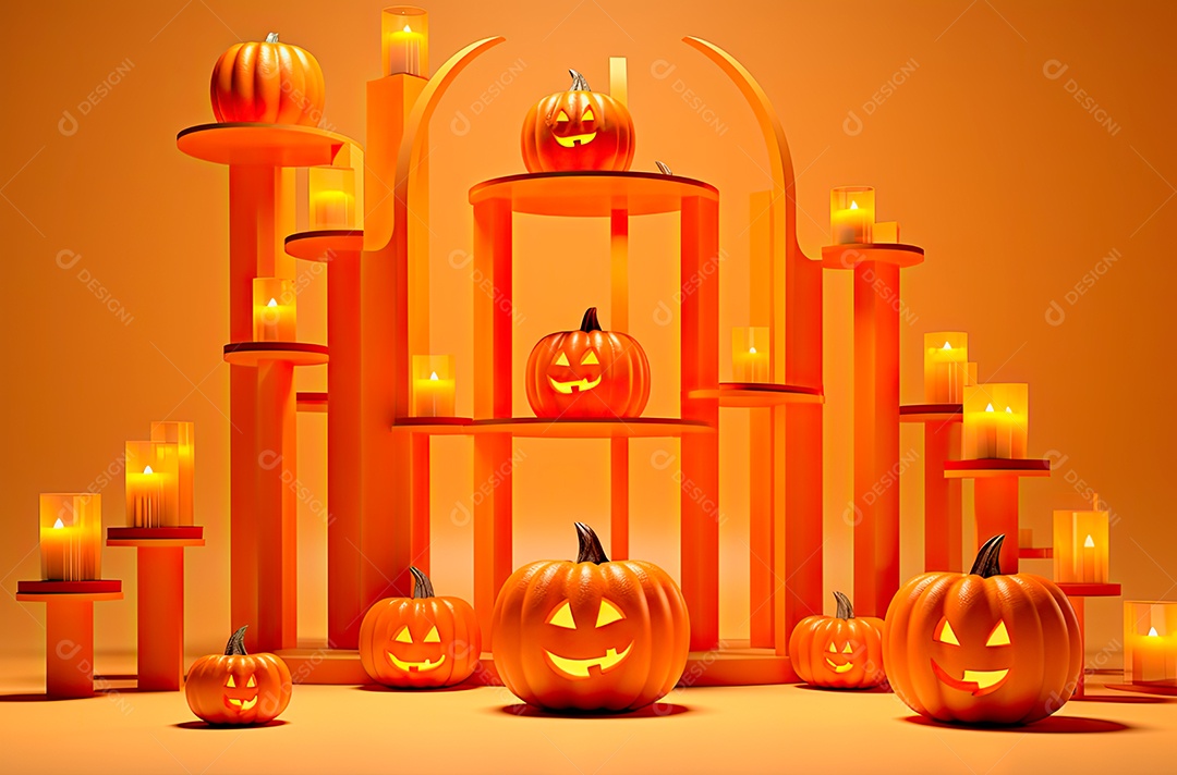 Imagem de fundo realista de halloween no estilo de fundos minimalistas, formas circulares, laranja claro e bronze escuro