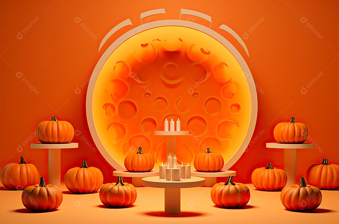 Imagem de fundo realista de halloween no estilo de fundos minimalistas, formas circulares, laranja claro e bronze escuro