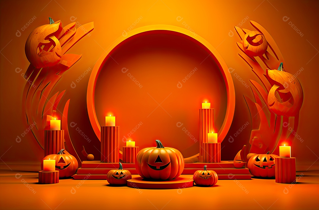 Imagem de fundo realista de halloween no estilo de fundos minimalistas, formas circulares, laranja claro e bronze escuro