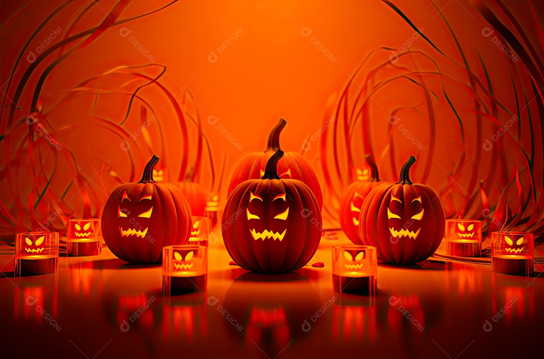 Imagem de fundo realista de halloween no estilo de fundos minimalistas, formas circulares, laranja claro e bronze escuro