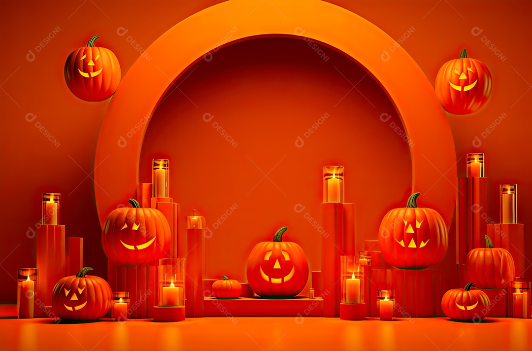 Imagem de fundo realista de halloween no estilo de fundos minimalistas, formas circulares, laranja claro e bronze escuro