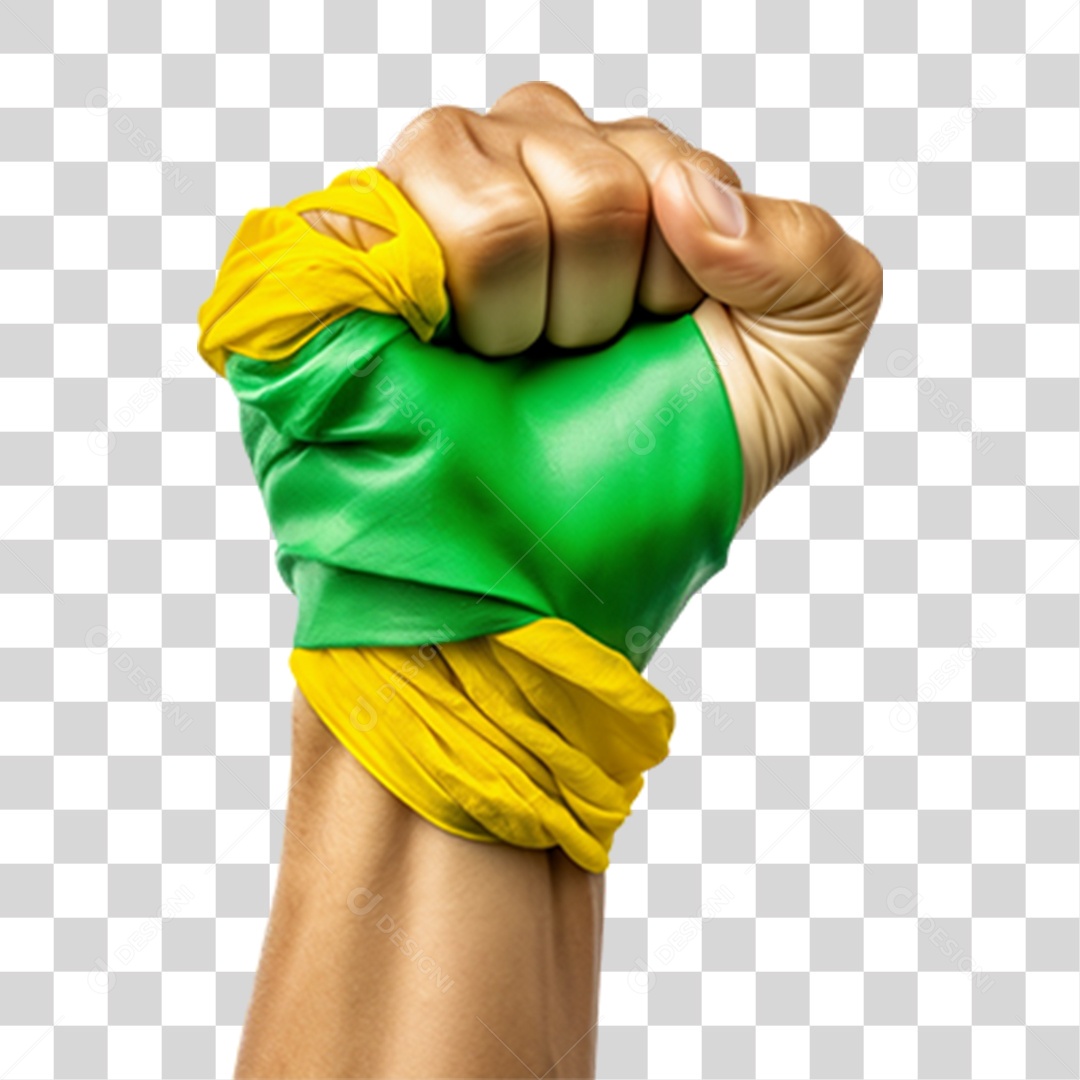 Punho Enrolado Com Pano com as Cores da Bandeira PNG Transparente