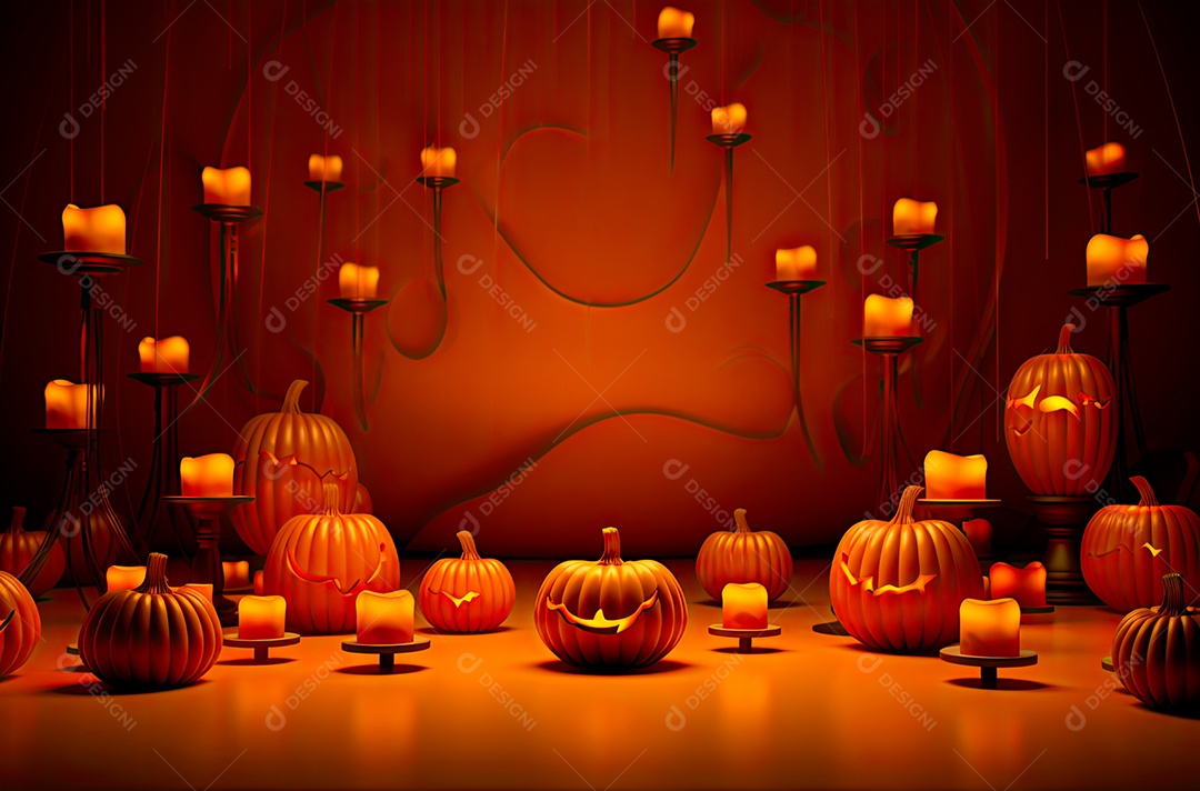 Imagem de fundo realista de halloween no estilo de fundos minimalistas, formas circulares, laranja claro e bronze escuro