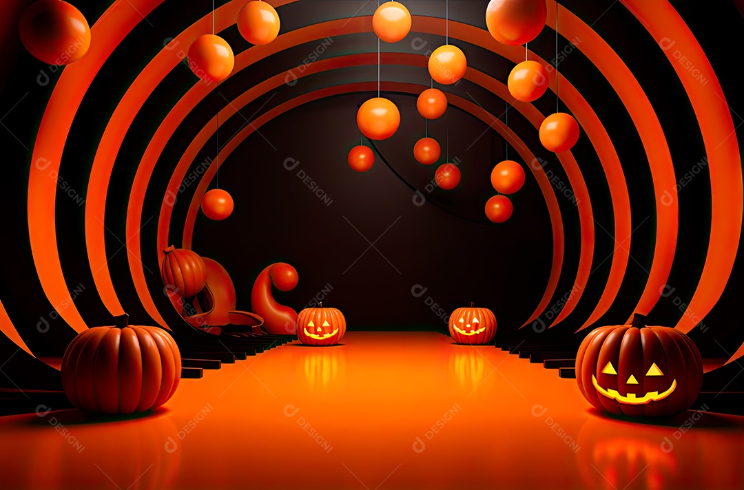 Imagem de fundo realista de halloween no estilo de fundos minimalistas, formas circulares, laranja claro e bronze escuro