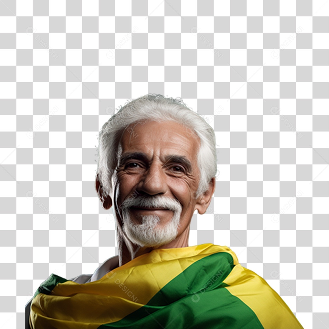 Homem Sorrindo com Bandeira do Brasil 7 de Setembro Dia da Independência do Brasil  PNG Transparente