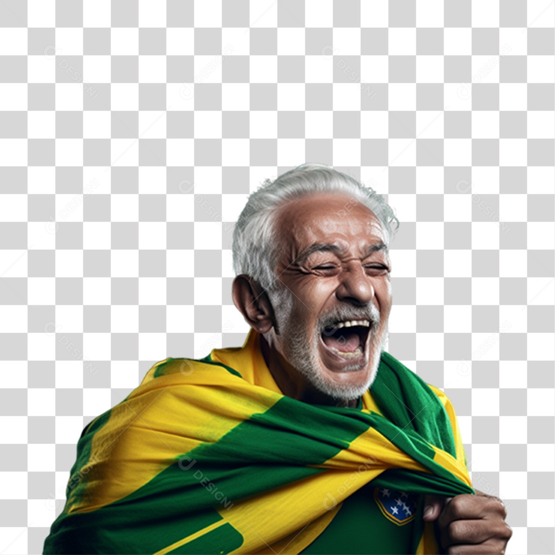 Homem Sorrindo com Bandeira do Brasil 7 de Setembro Dia da Independência do Brasil  PNG Transparente