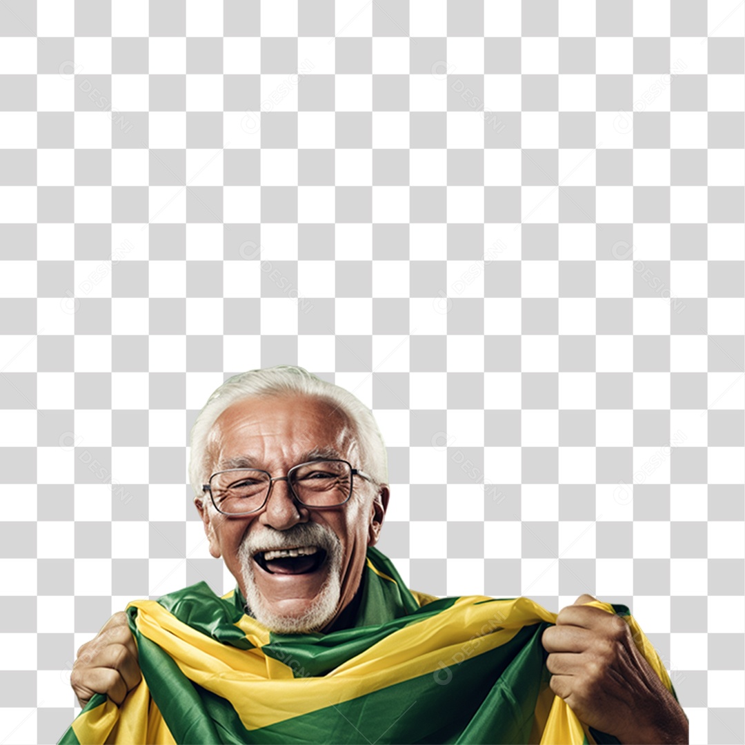 Homem Sorrindo com Bandeira do Brasil 7 de Setembro Dia da Independência do Brasil  PNG Transparente