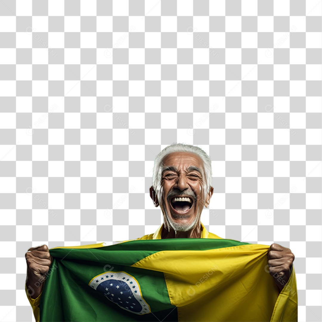 Homem Sorrindo com Bandeira do Brasil 7 de Setembro Dia da Independência do Brasil  PNG Transparente