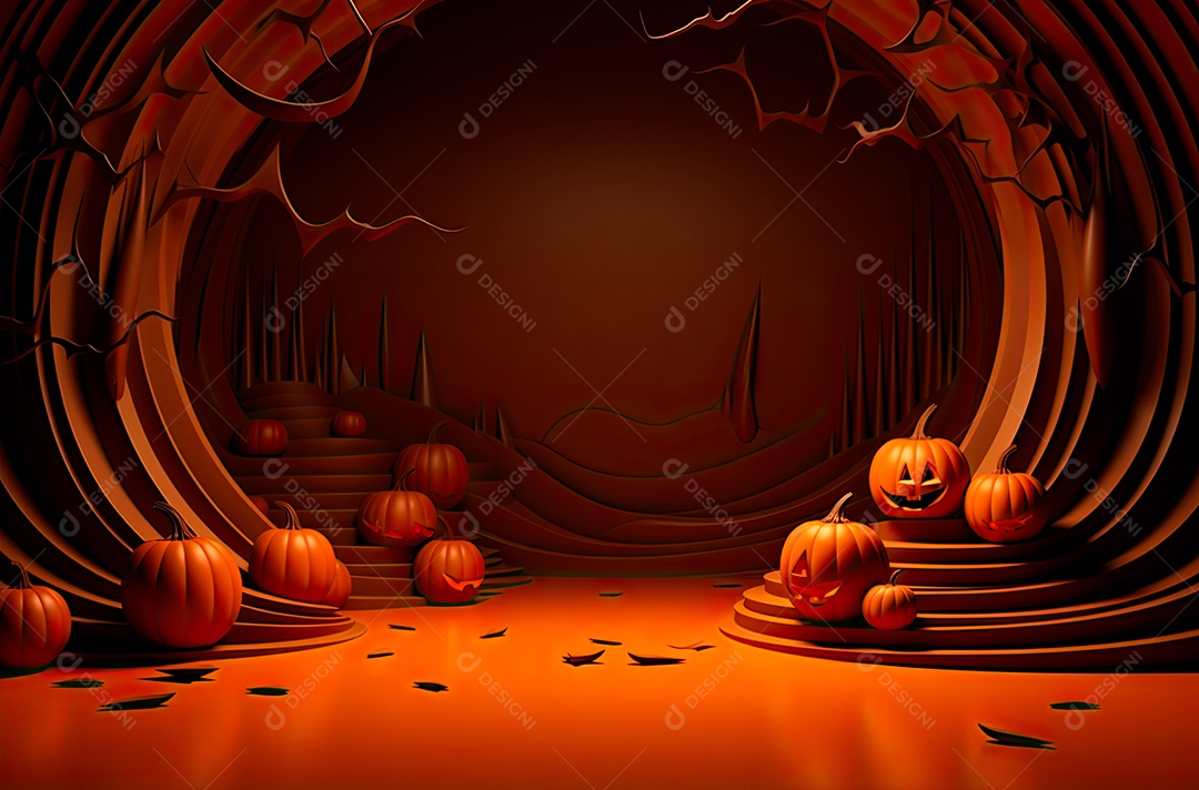Imagem de fundo realista de halloween no estilo de fundos minimalistas, formas circulares, laranja claro e bronze escuro