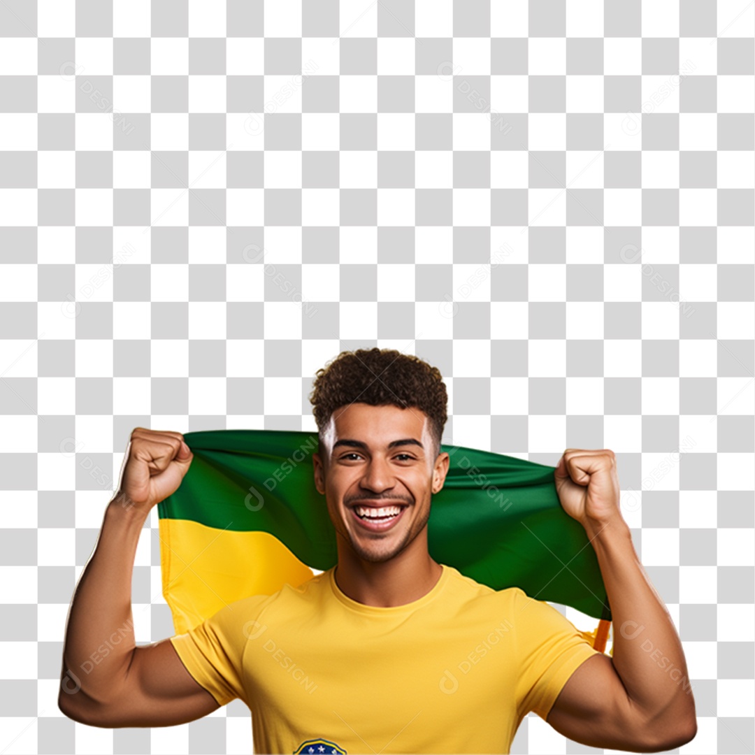 Homem Sorrindo com Bandeira do Brasil 7 de Setembro Dia da Independência do Brasil  PNG Transparente