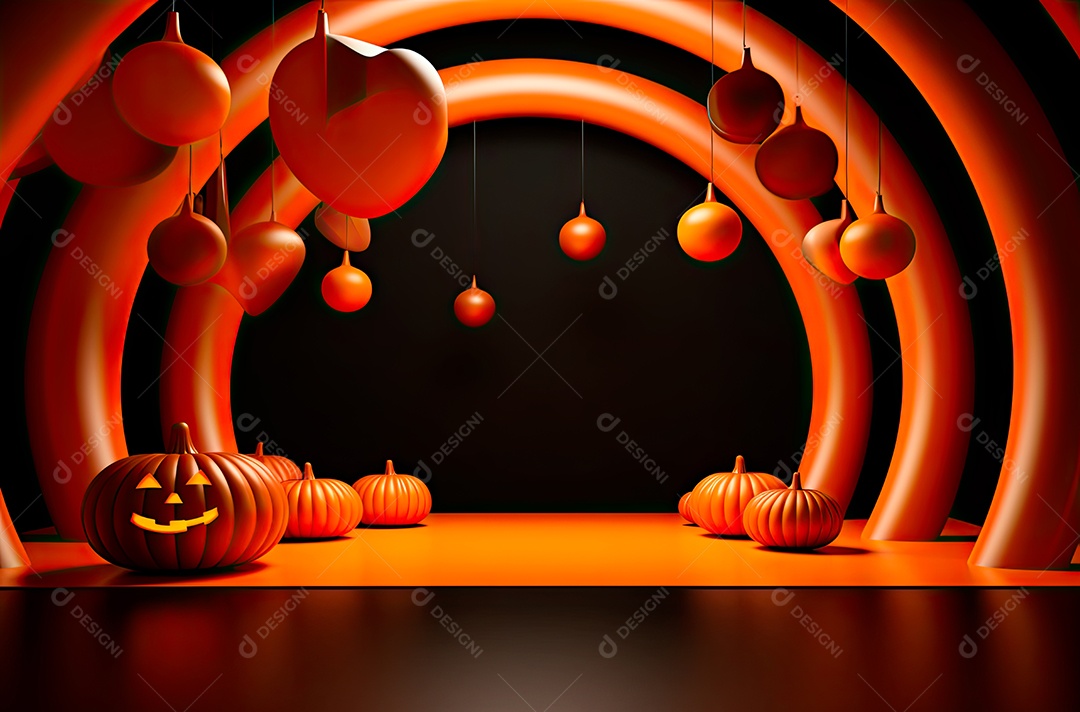 Imagem de fundo realista de halloween no estilo de fundos minimalistas, formas circulares, laranja claro e bronze escuro