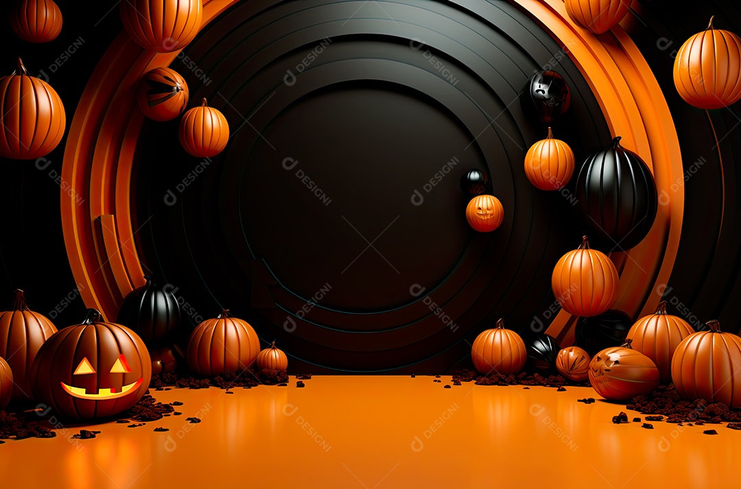 Imagem de fundo realista de halloween no estilo de fundos minimalistas, formas circulares, laranja claro e bronze escuro