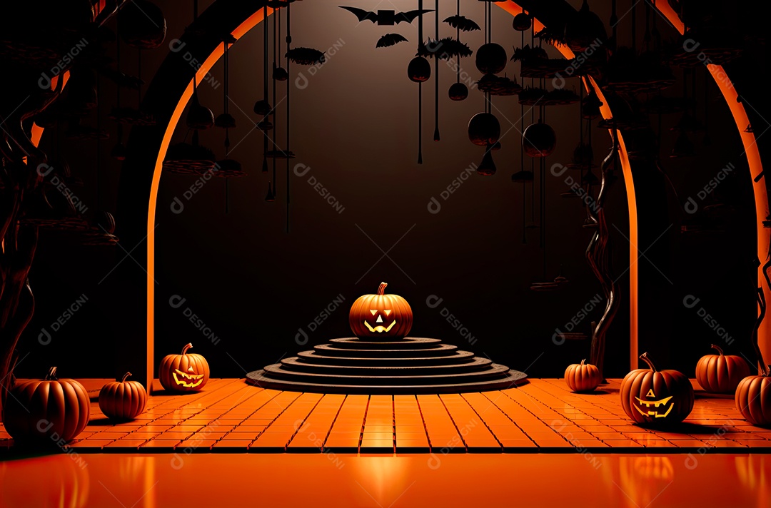 Imagem de fundo realista de halloween no estilo de fundos minimalistas, formas circulares, laranja claro e bronze escuro