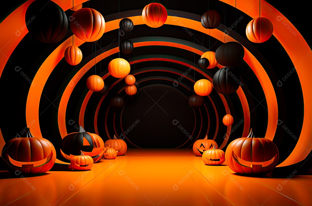 Imagem de fundo realista de halloween no estilo de fundos minimalistas, formas circulares, laranja claro e bronze escuro