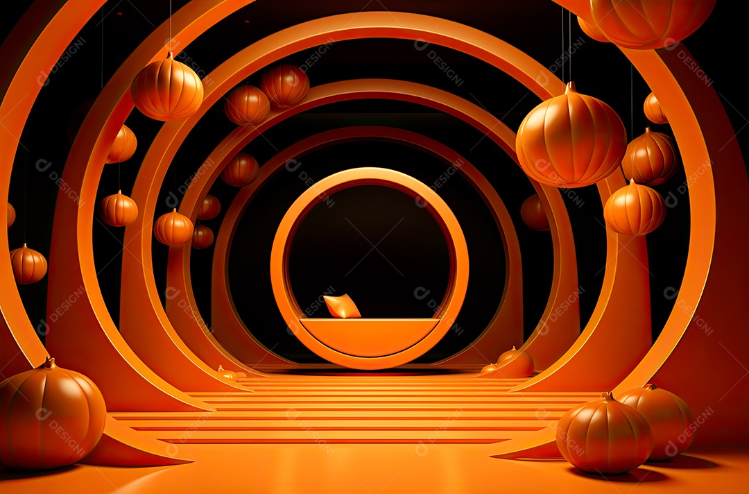 imagem de fundo realista de halloween no estilo de fundos minimalistas, formas circulares, laranja claro e bronze escuro
