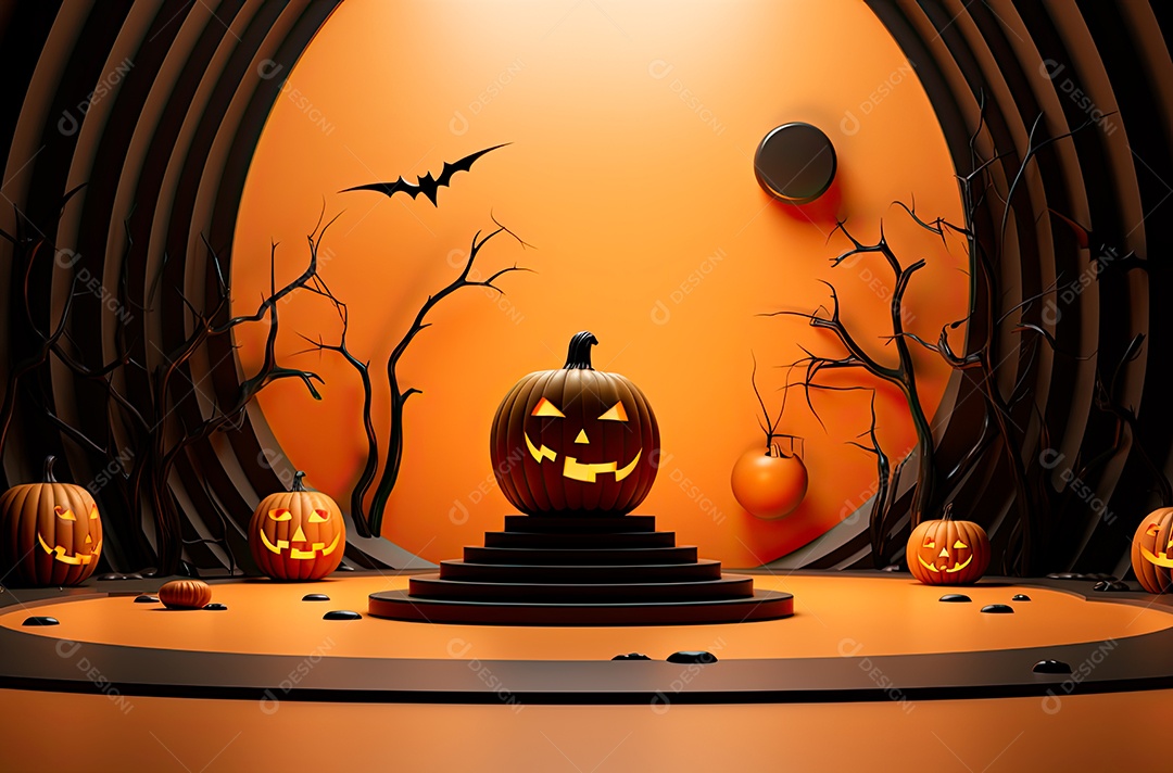 Imagem de fundo realista de halloween no estilo de fundos minimalistas, formas circulares, laranja claro e bronze escuro