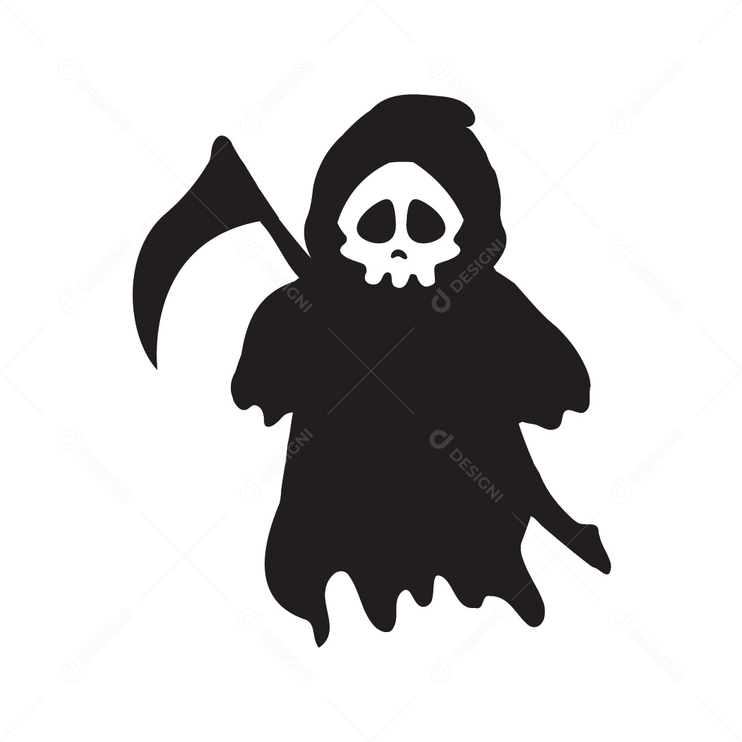 Silhueta do Cadáver da Morte com Véu Preto Ilustração Vetor EPS