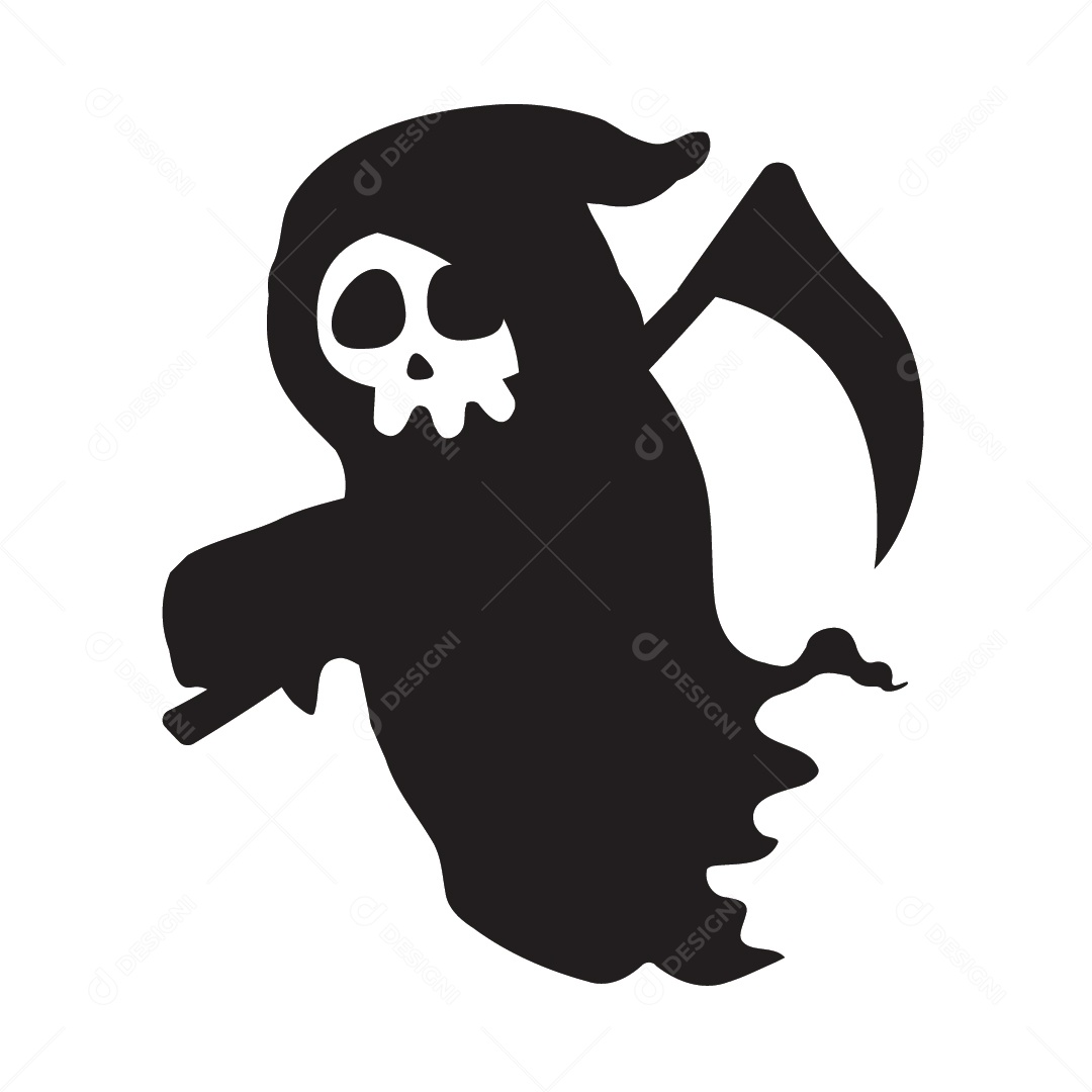 Silhueta do Cadáver da Morte com Véu Preto Ilustração Vetor EPS