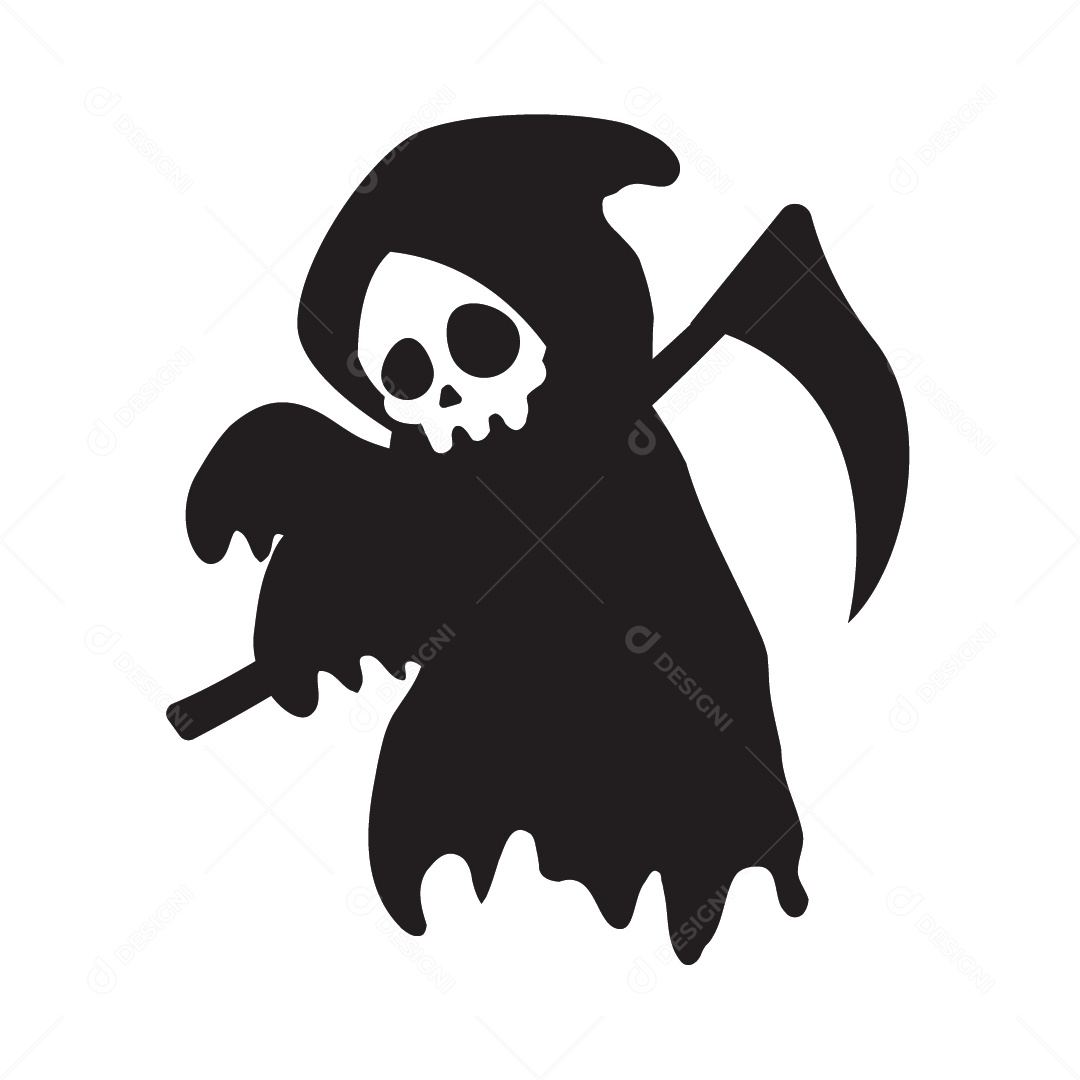 Silhueta do Cadáver da Morte com Véu Preto Ilustração Vetor EPS