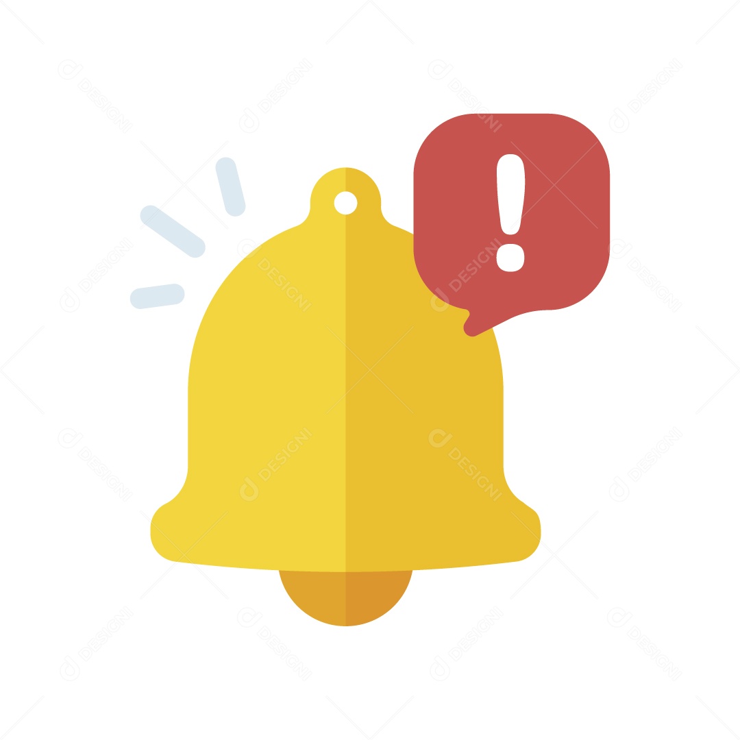 Sino de Notificação Atenção Ícone Dourado Ilustração Vetor EPS