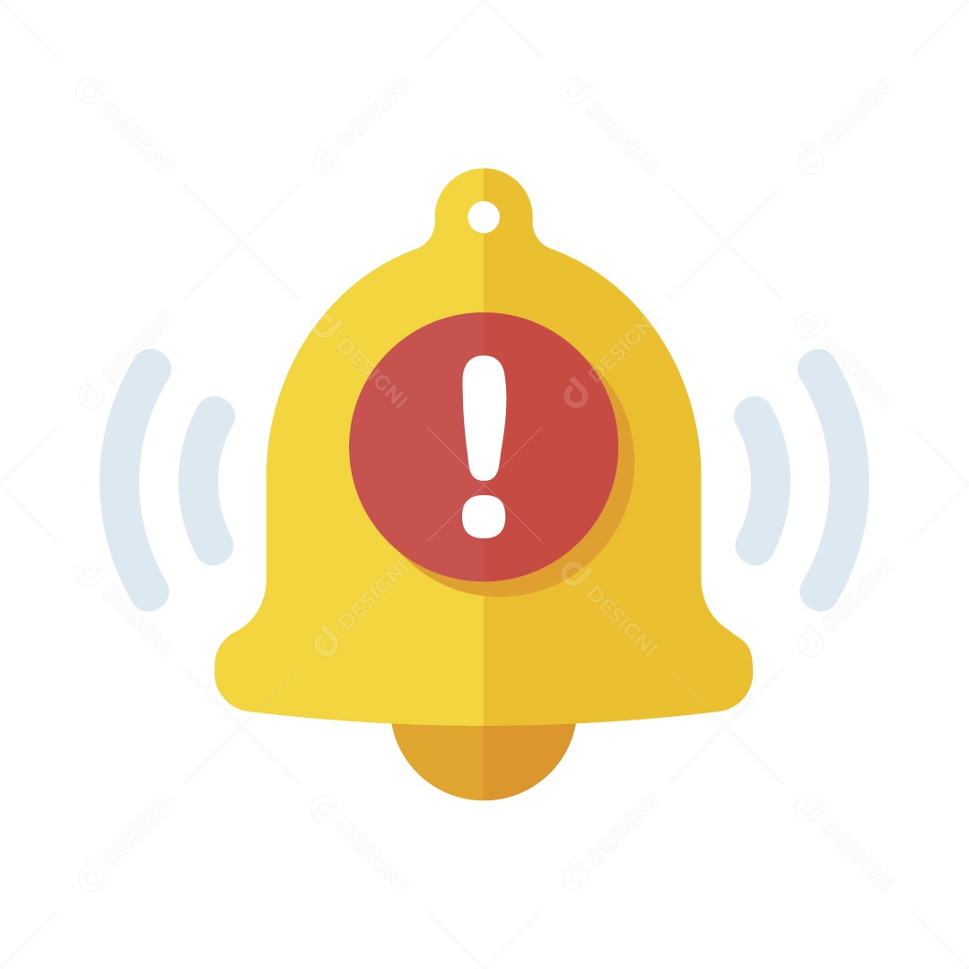 Ilustração de Sino de Notificação Ícone Dourado Vetor EPS