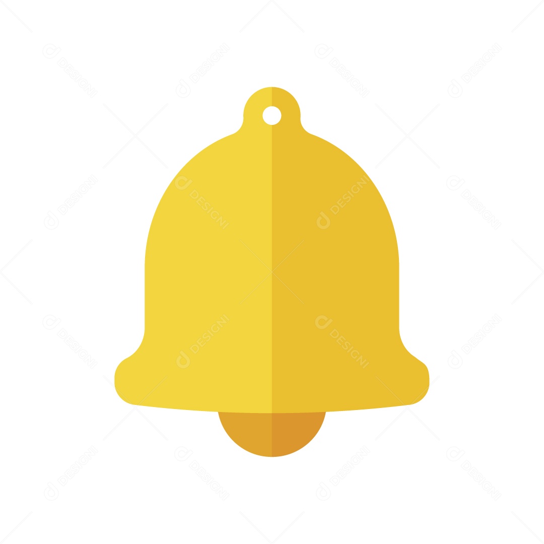 Ilustração de Sino de Notificação Ícone Dourado Vetor EPS