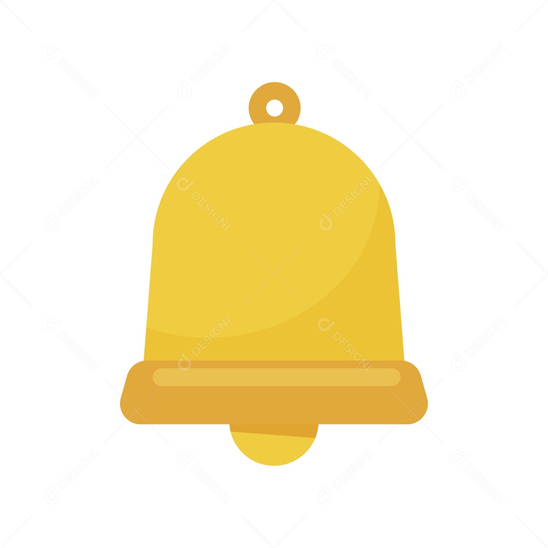 Sino de Notificação Ícone Dourado Ilustração Vetor EPS