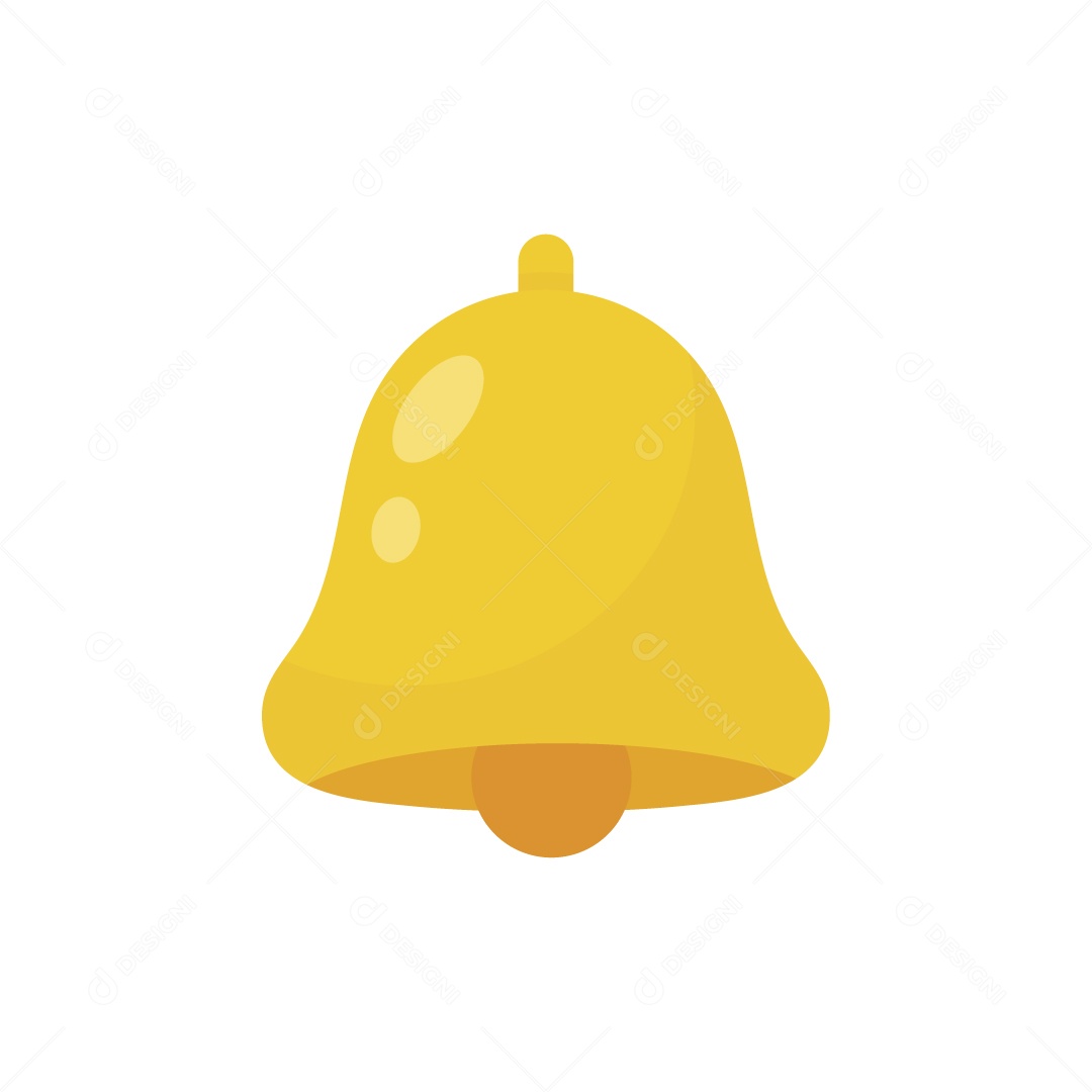 Sino de Notificação Ícone Dourado Ilustração Vetor EPS