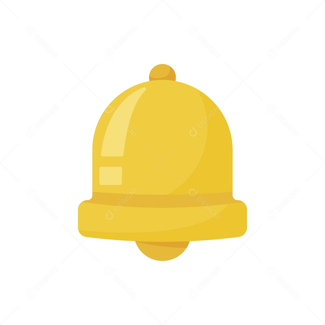 Sino de Notificação Ícone Dourado Ilustração Vetor EPS