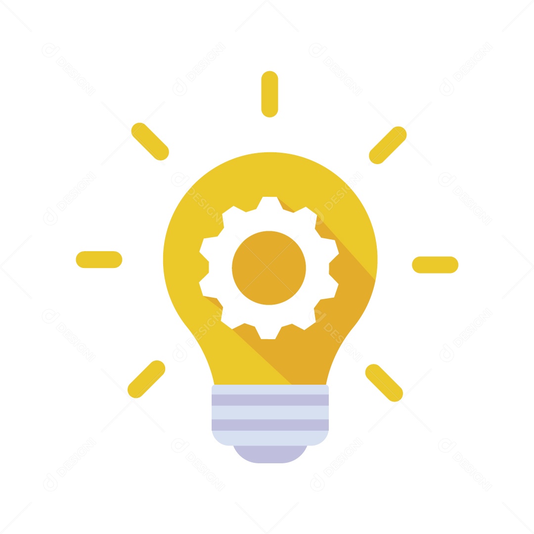 Lâmpada de Ideia Engrenagem para Negócio Ilustração Vetor EPS