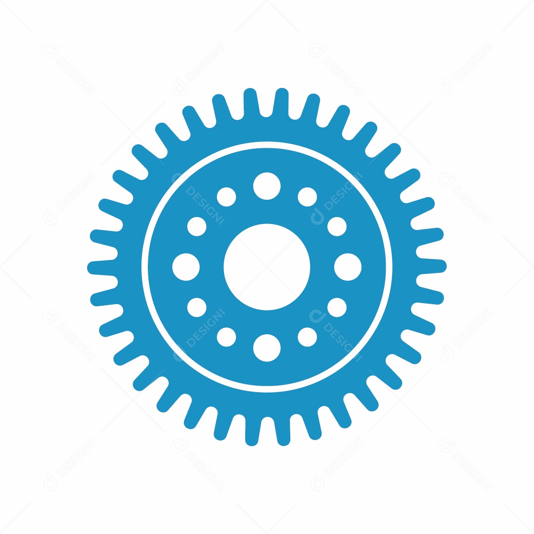 Ilustração Azul Ícone de Engrenagem Roda Dentada de Negócio Vetor EPS