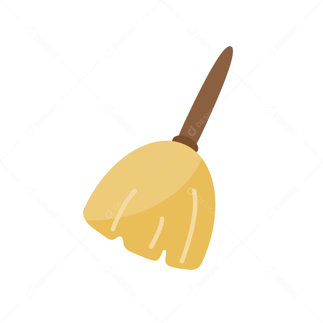 Vassoura com Cabo de Madeira Ilustração Vetor EPS