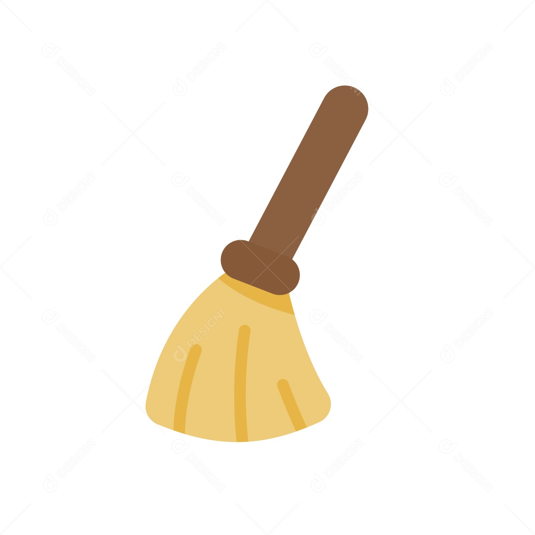 Vassoura com Cabo de Madeira Ilustração Vetor EPS