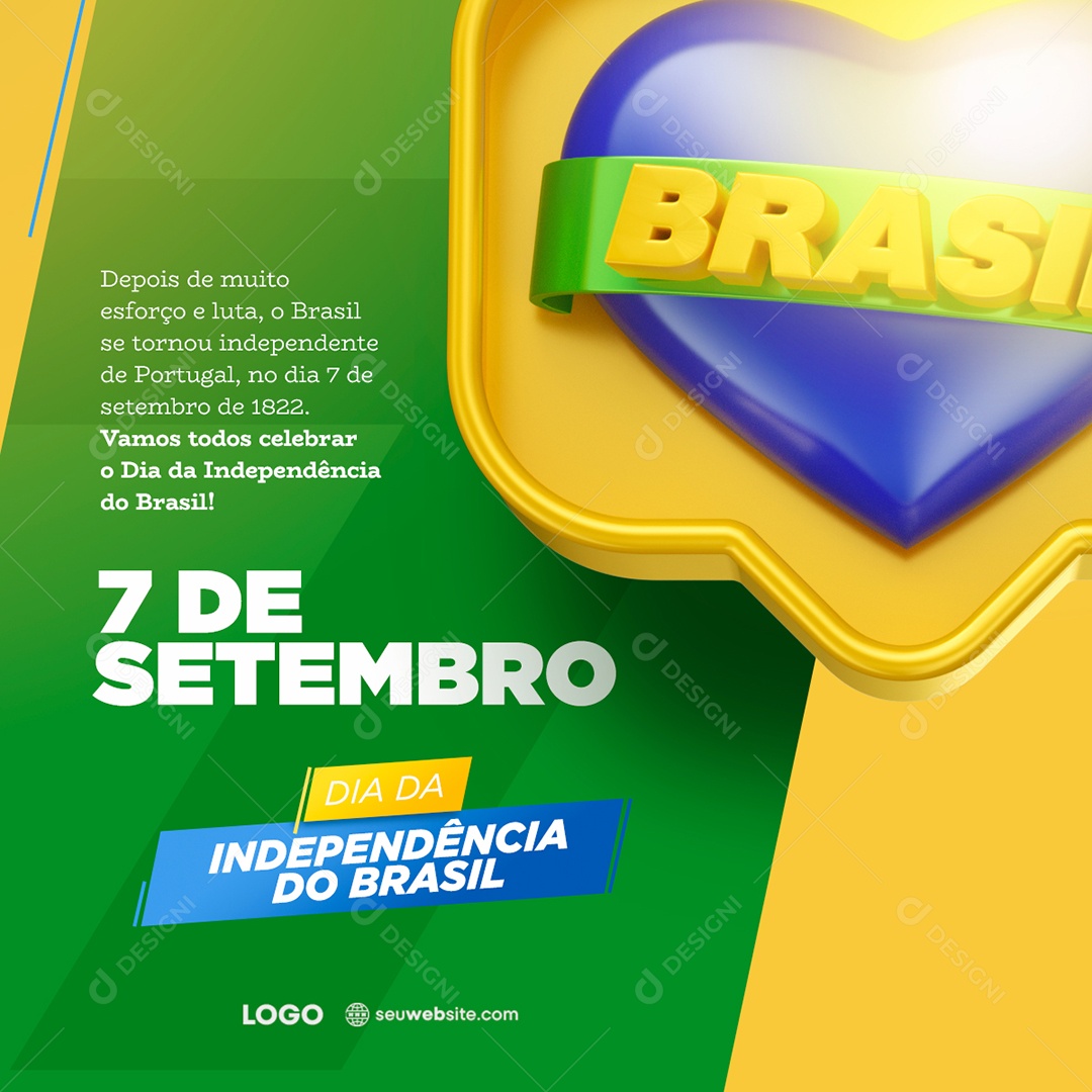 Feed 7 de Setembro Dia Da Independência do Brasil Social Media PSD Editável