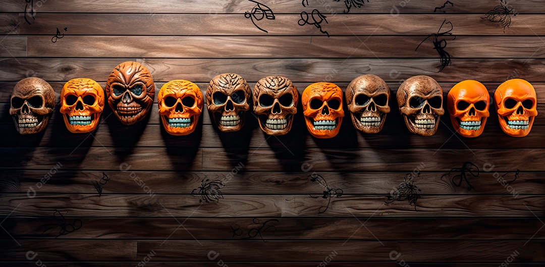 Crânio assustador feliz dia das bruxas