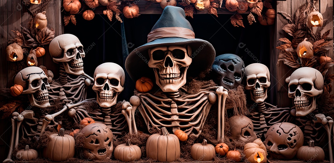 Crânio assustador feliz dia das bruxas