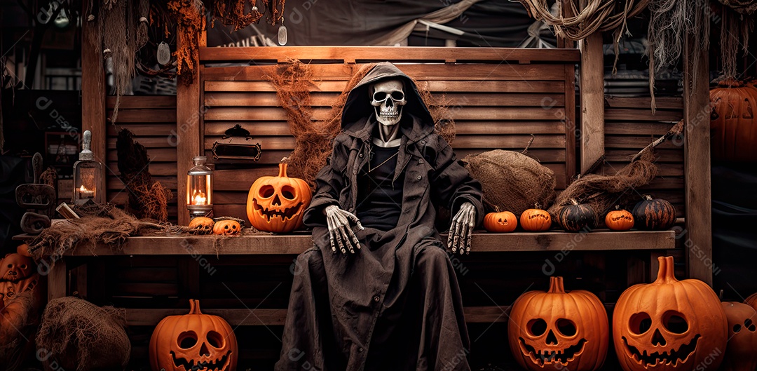 Crânio assustador feliz dia das bruxas