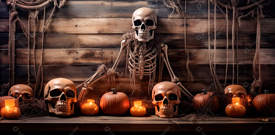 Crânio assustador feliz dia das bruxas