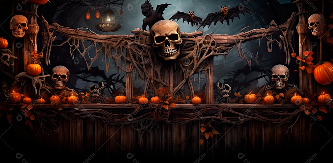 Crânio assustador feliz dia das bruxas