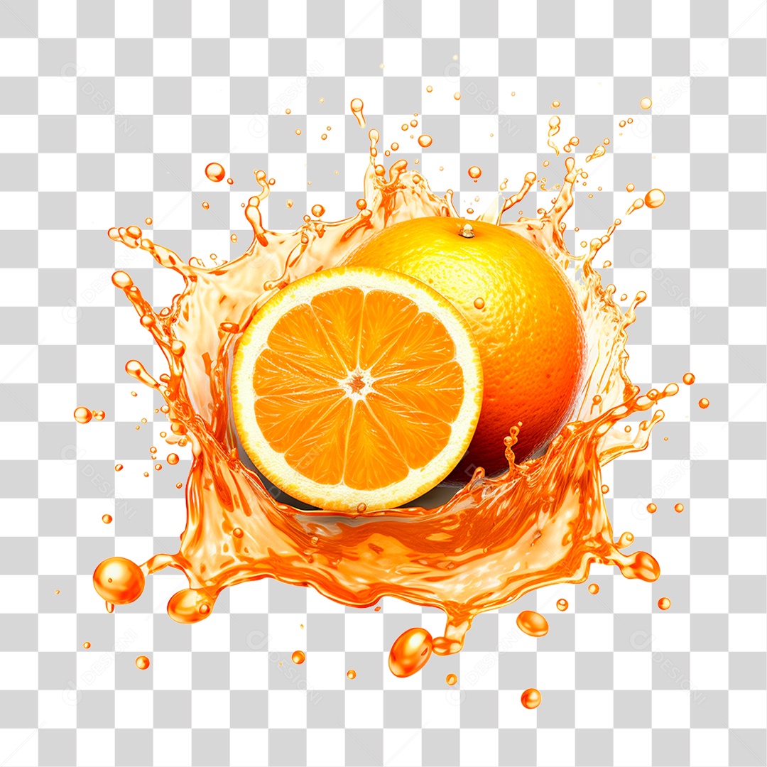 Laranja Sucos Splash PNG Transparente