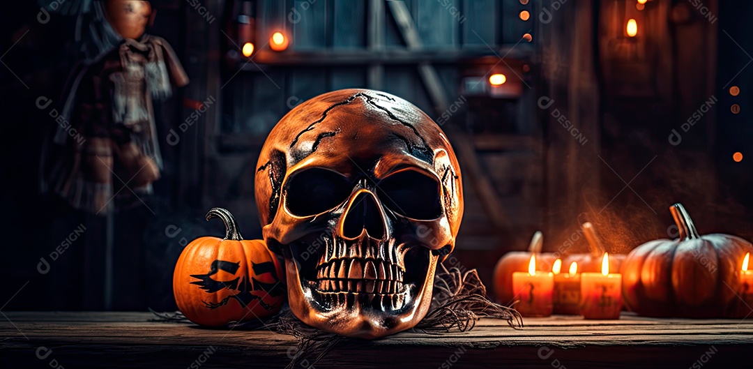 Caveira assustadora, feliz dia das bruxas