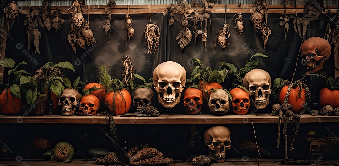 Caveira assustadora, feliz dia das bruxas