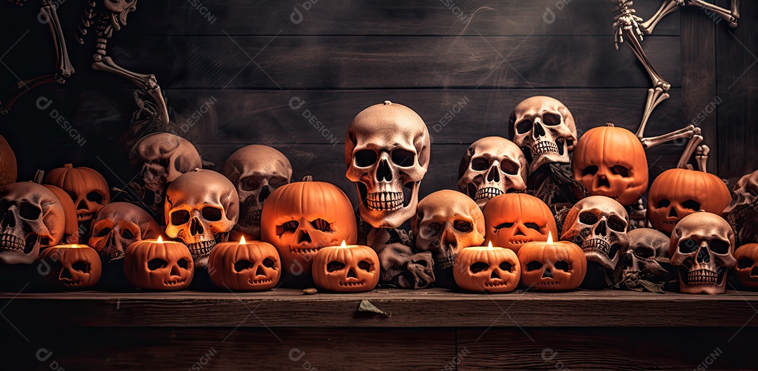 Caveira assustadora, feliz dia das bruxas