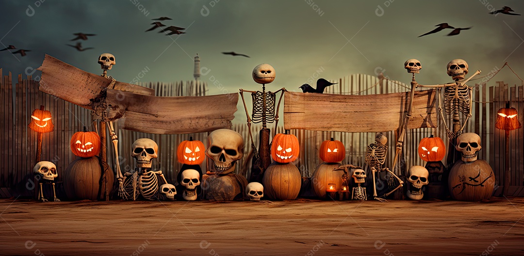 Caveira assustadora, feliz dia das bruxas